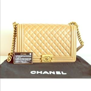 Authentic medium Chanel leather boy flap bag!!